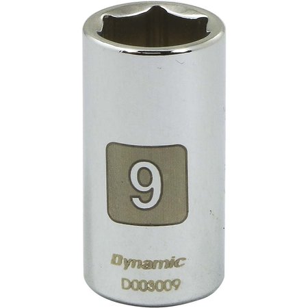 Tools 1/4"" Drive 6 Point Metric, 9mm Standard Length, Chrome Socket -  DYNAMIC, D003009